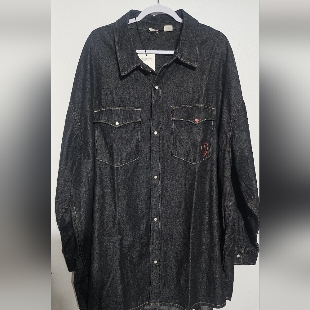 Levis Western Shirt Oversized Midnight Hare Black Rinse Mens Size XXL NWT